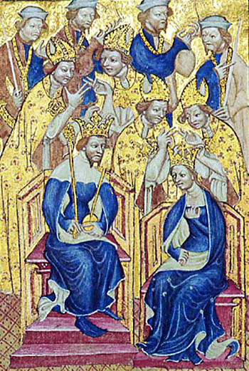 Karta z Liber Regalis ukazująca Ryszarda II i Annę Czeską. © Wikimedia Commons, domena publiczna.