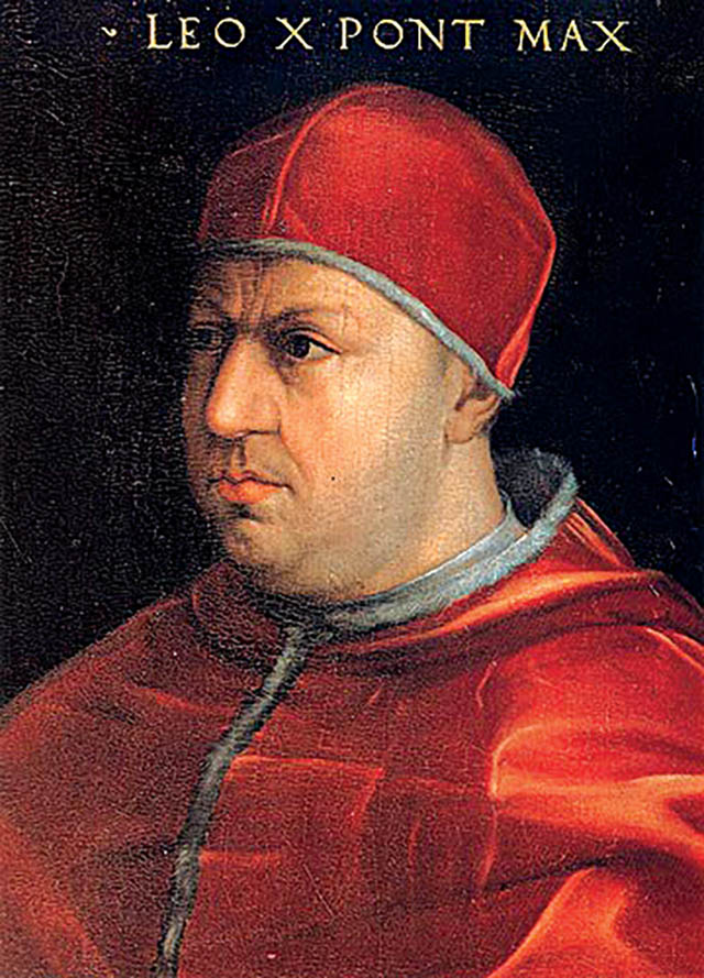 Papież Leon X nadał Henrykowi tytuł Obrońcy Wiary, a Marcina Lutra obłożył ekskomuniką. Wikimedia Commons, domena publiczna.