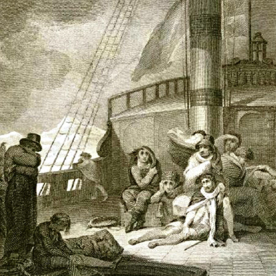 Rycina przedstawiająca śmierć Hugh Willoughby'ego i jego załogi, autorstwa nieznanego artysty. © Wikimedia Commons, domena publiczna.