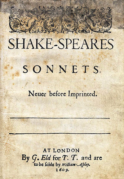 Strona tytułowa pierwszego wydania Sonetów Szekspira z 1609 roku. © Wikimedia Commons.
