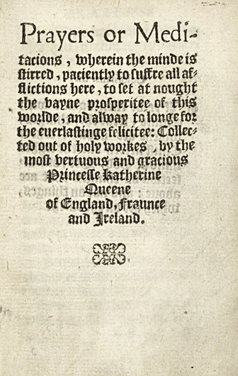 Strona tytułowa Prayers or meditacions, 1550 rok. © Wikimedia Commons, domena publiczna.