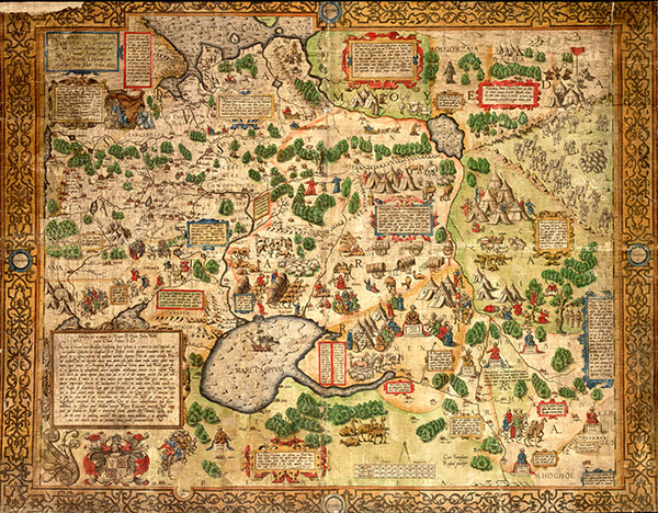 Kopia oryginalnej mapy wykonanej przez Anthony'ego Jenkinsona, Oddział Zbiorów Kartograficznych Biblioteki Uniwersyteckiej we Wrocławiu.